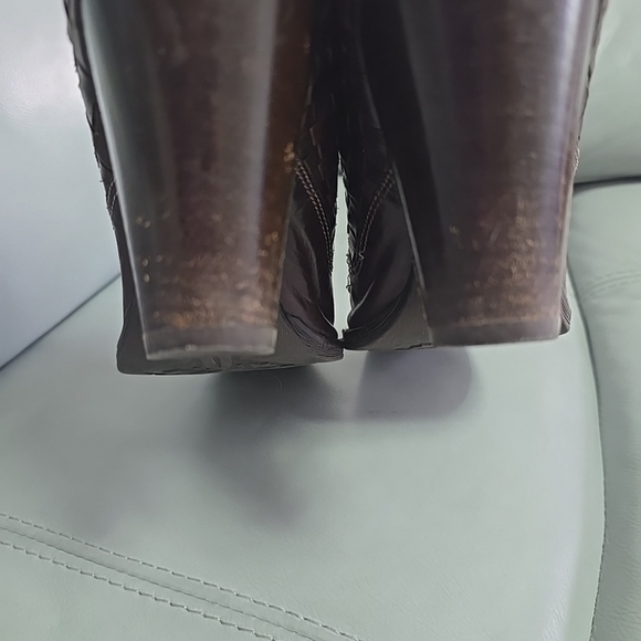 Sesto Meucci Brown Woven Calf Leather Western‎ Mules Heels Booties Sz 7.5 Italy - Picture 9 of 12